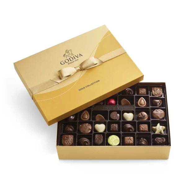 Assorted Chocolate Gold Gift Box, Gold Ribbon, 72 pc.