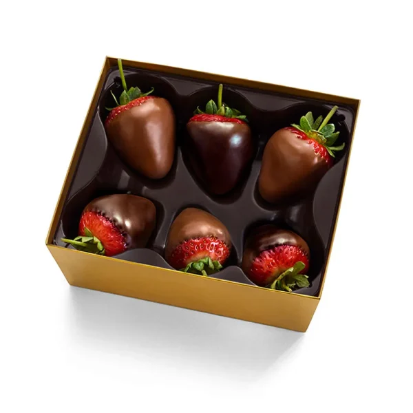 Milk & Dark Chocolate Covered Strawberries, Half Dozen 