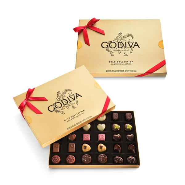 Assorted Chocolate Gold Gift Box, Red Ribbon, 30pc, Set of 2