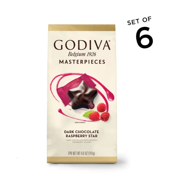 Godiva Masterpieces, Dark Chocolate Raspberry Star, Set of 6