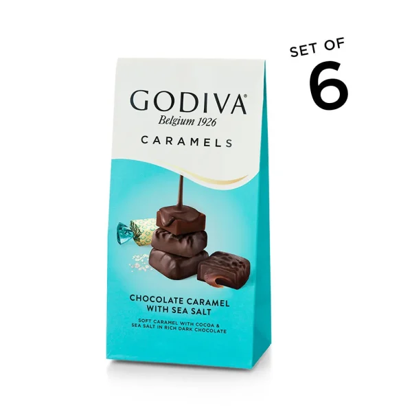Godiva Caramels, Dark Chocolate with Sea Salt, Set of 6