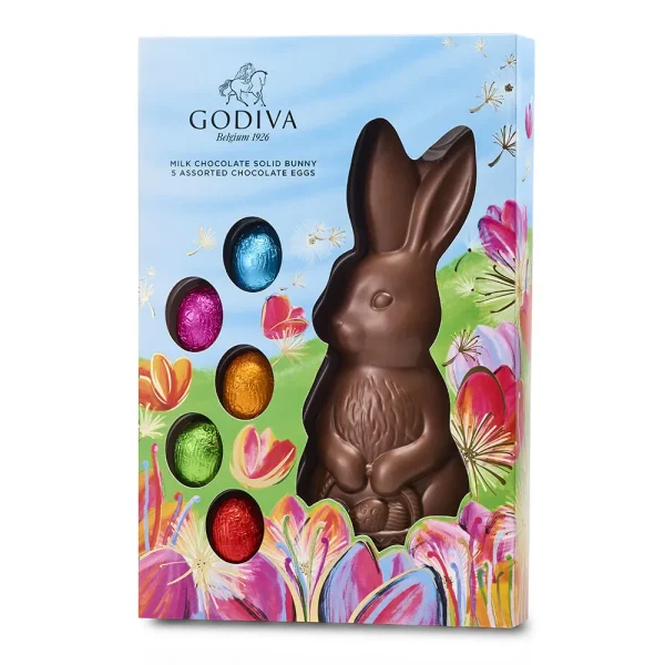 Solid Milk Chocolate Bunny with Foil-Wrapped Chocolate Eggs, 5 pc.