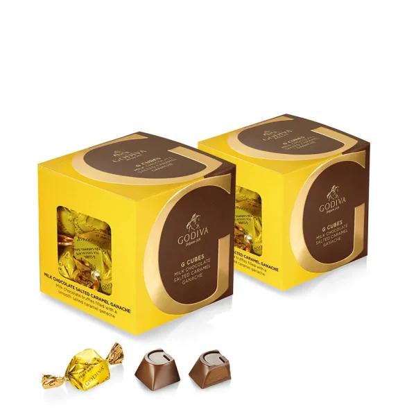 Milk Chocolate Salted Caramel G Cube Box, Set of 2, 22 pcs. each