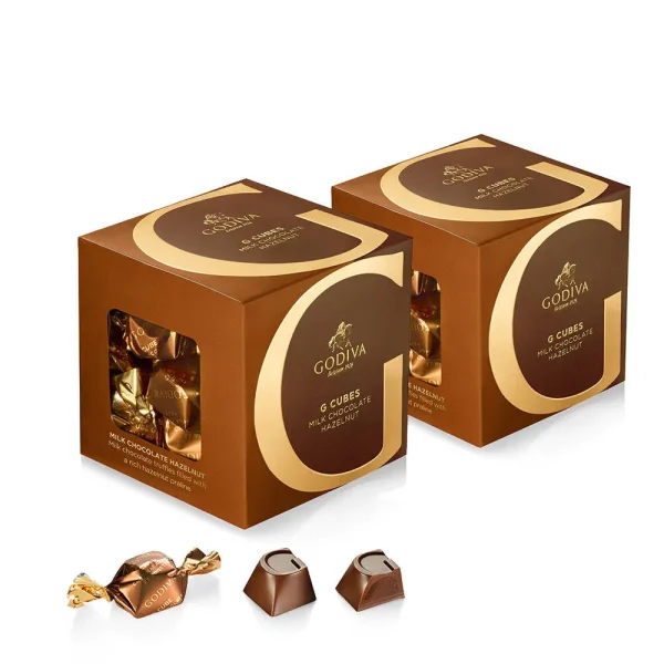 Milk Chocolate Hazelnut G Cube Box, Set of 2, 22 pcs. each