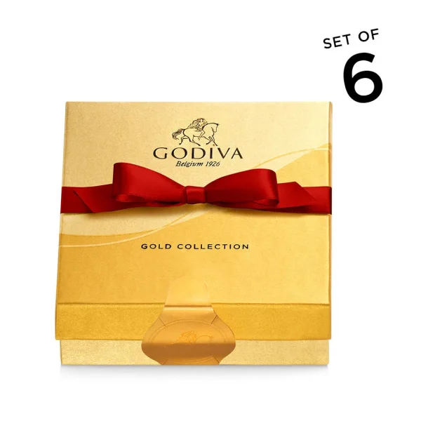 Chocolate Gold Favor, Red Ribbon, 4 pc., Set of 6
