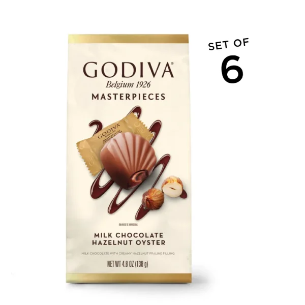Wrapped Masterpieces, Milk Chocolate Hazelnut Oysters, Set of 6