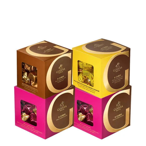 Milk Chocolate G Cube Sampler, Set of 4, 22 pcs. each